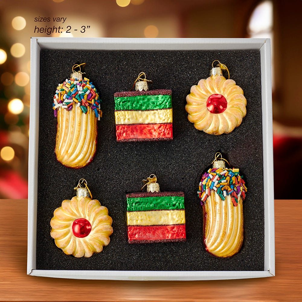 Kurt Adler Noble Gems Cookie Glass Ornament Set, 6-Piece Box Set